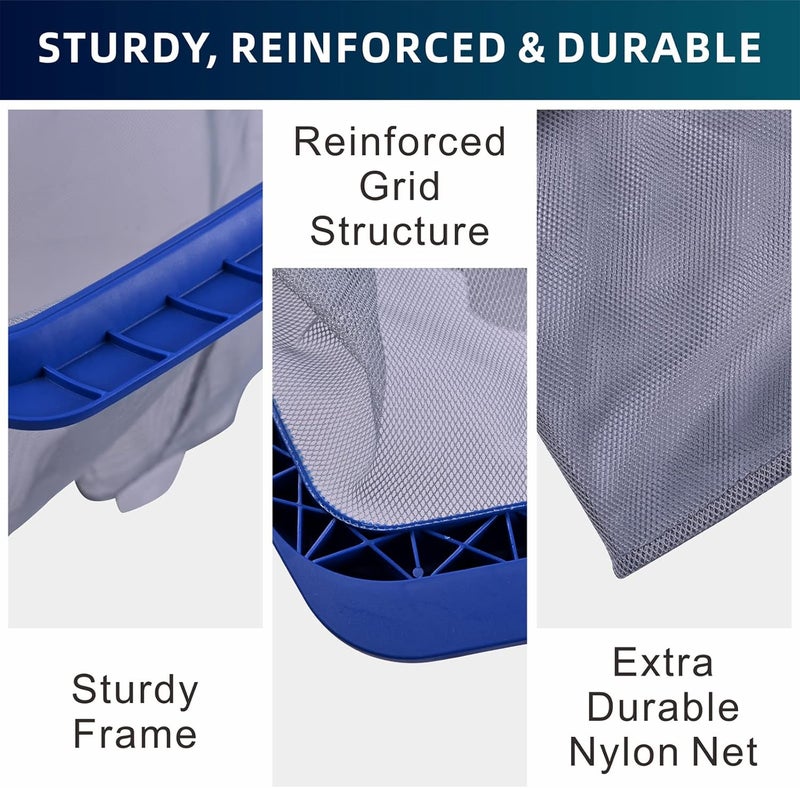 POOLAZA Pool Skimmer Net, Larger Capacity Pool Net Skimmer with Durable Deep Net, Sturdy Frame Pool Nets for Cleaning Effortlessly, High-Efficiency Pool Leaf Net with Easy Scoop Edges - Image 3